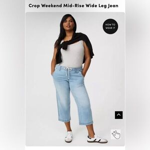 Cropped weekend mid-rise wide leg jeans